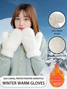 1双舒适冬季连指手套 - 柔软、蓬松、防风，全指设计，采用弹性涤纶面料，适合休闲周末穿着，厚实、保暖、舒适，有效保护双手。 - 多色 - 查看 2
