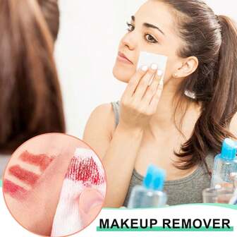 100片方形化妆棉，超柔软无绒，带纹理，面部和眼部卸妆棉，洁面棉片，天然优质圆形化妆棉