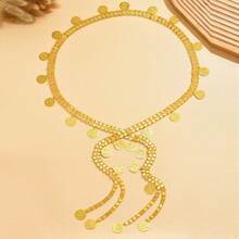 1pc Gold-Plated Body Chain, Arabic Style Luxury Bridal Jewelry, Wedding Dress Shoulder Strap Accessory