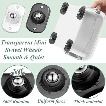 Self-Adhesive Casters, 360-Degree Load-Bearing And Universal Casters For Household Use, Suitable For Trash Cans, Storage Boxes, And Small Furniture.