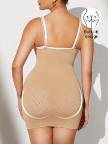 1pc Plus Size Women Shapewear Shaper Tummy Control Flat Sheath Slimming Waist Trainer Butt Lifter Body-Shaping Skirt Seamless PAUKEE - Apricot - View 3