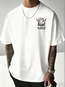 Zrgoth Men's Casual Versatile Simple English Slogan Sheep Head Country Animals Print Short Sleeve T-Shirt - White - View 3