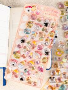 3D Cute Stickers - Cartoon Hot Dog Sushi Bubble Stickers, Adorable Mini Plush 3D Reusable Stickers, Suitable For Scrapbooks, Planners, Diaries, Notebooks, Laptops, Phone Cases, Decorations (Solid Color)