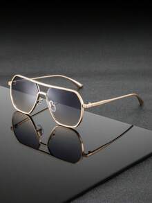 1 Pair Men's Metal Frame Square Retro Street Style Casual Personalized Exquisite Fashion Glasses, Suitable For Skateboarding, Cycling, Running, Camping, Events - Multicolor - View 3