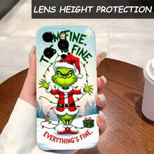 1PC Phone Case ,   Christmas Santa Costume Lights , Stylish Phone Case, Phone Decoration, All-around Lens Protection, Creative Small Gift, Funny Gift for Boys and Girls - Negro - Ver 4
