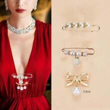 20PCS Scarf Ring Clip Pearl Brooch Pins - T-Shirt Sweater Shawl Ties Clips Clothes Corner Knotted Button Fashion Metal Round Circle Shirt Clip Buckle Brooches For Women(Default) - 彩色 - 查看 4