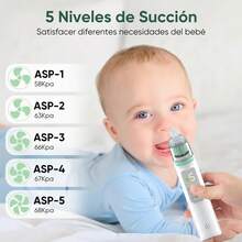 Limpiador  Eléctrico para Bebés,Saca Mocos para Bebe con 5 Niveles de Succión Ajustables,3 Cabezales de Silicona,Extractor de Mocos para Bebe con Música y Luz,Aspirador  para Bebe Carga USB - 1 - Ver 1