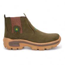 Bota Botina Coturno Couro Nobuck Palmilha Gel Adventure - Verde Musgo - Visão 4