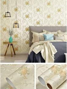 1 لفة 53*100سم ورق حائط ثلاثي الأبعاد بنقشة زهرية، قماش غير منسوج لاصق ذاتي القابل للإزالة بنقشة زهرية، مناسب لديكور غرفة النوم وغرفة المعيشة، ورق حائط ديكور غرفة النوم، ملصق خلفية حائط التلفاز، اختياري 53*300سم - متعدد الألوان - مشاهدة 7