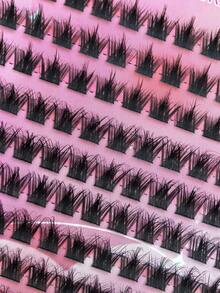 120 piezas Kit de pestañas postizas de estilo manga anime, con rizos en D, efecto wispy y en racimos, en longitudes mixtas de 10-12-14-16-18 mm, suaves y naturales, para uso diario y fiestas, pestañas postizas coreanas de estilo anime - Negro - Ver 5