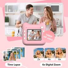 1080P Instant Print Camera, Christmas Or Birthday Gift Choice. Instant Print Camera With Photo Paper Included, Suitable For 6-12 Years Old Boys And Girls Camera Toy - Pink/Blue - Multicolor - View 5