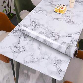 Självhäftande marmorfilm för köksbänkskivor - Gråmönstrad tapet för möbler och bordsskivor - Enkel att installera