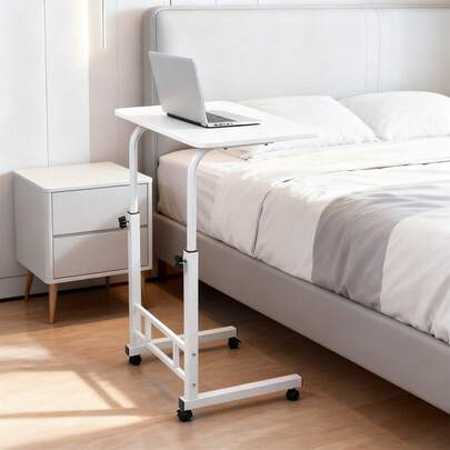 Escritorio de pie ajustable en altura, escritorio de pie móvil con ruedas, escritorio de ordenador pequeño con ruedas, escritorio portátil para portátil, mesa de pie blanca para oficina en casa