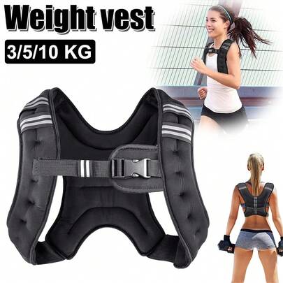 Weighted Vest For Running Training 3 Kg/ 5 Kg/ 10 Kg Weight Vest With Reflective Stripe Running Vest For Workout Strength Training Fitness Muscle Building Weight