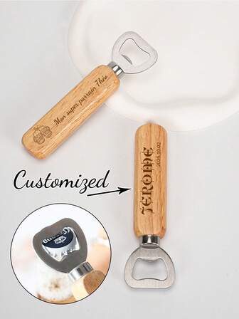 Custom 1/5/10pcs Engraved Wooden Bottle Opener - Personalized Name/Date/Logo Beer Opener With Stainless Steel Head, Perfect Gift For Men/Women, Wedding Favors, Housewarming, Corporate Gifts