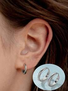 1 Pair 925 Sterling Silver Classic And Simple Circular Smooth Surface Nose Ring 5-9mm Small And Light Piercing Jewelry Septum Cartilage Spiral Ear Tragus, Suitable For Women'S Daily Wear, Parties, And Banquet Occasions