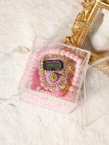 1pc Rhinestone Decorated Rosary Bead Set With Counter, Prayer Bead Bracelet Set With Counter, Max Display 9999, Compact Portable With Button Battery, Thumb Press Tally Counter Suitable For Learning, Sports, Other Counting Activities, Finger Counter, Rosary Counter, Small Finger Wearable Counter, Ring Counter, Electronic Counter, Middle Eastern Arabic, Digital Convenient Ring Counter, Stress Relief Hand Press Counter - Multicolor - View 9