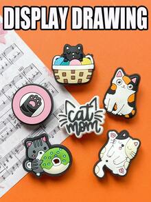 23 pièces Série chat, Série histoire de chat, Matériau PVC, Accessoires de chaussures chat, Charms de chaussures chat mignons, Divers crochets de chaussures chat, Convient pour les sacs de plage, porte-clés, fêtes DIY, Noël, Saint-Valentin, Halloween et autres occasions - Blanc - Voir 7