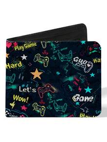 青少年男孩酷炫钱包布艺钱包信用卡现金夹可爱卡哇伊美学钱包带零钱袋身份证窗口适合青少年男孩男性青年男孩青少年（游戏/恐龙）