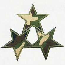 3pcs Grassland Green Camouflage Five-Pointed Star Embroidered Patches, DIY Iron-On Camouflage Patches, Clothing Hat Backpack Handbag Decoration Accessories Valentine's Day Valentine's Day Iron On Patches - 3 件商品 - 查看 1