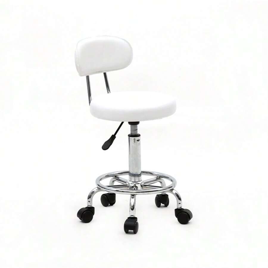 Stool With Wheels, Esthetician Lash Tech Pedicure Chair, Portable Office Rolling Adjustable Stool, Massage Swivel Salon Stools, Nail Salon Chairs For Tattoo Facial Spa (White) - 白色 - 查看 1