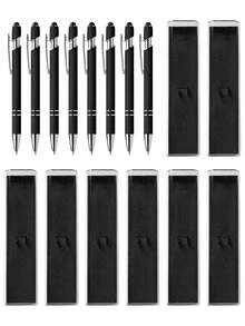 1-32支定制金属伸缩圆珠笔+触控笔套装 | 防滑笔握+书写流畅的中号笔尖 | 兼容智能手机/平板电脑/办公设备 | 可刻字/日期/Logo | 商务刻字笔+教师节礼物+新婚夫妇中性笔 | 适合学生/上班族/教师（男女通用） | 节日/生日礼物（母亲节/圣诞节/毕业典礼） | 办公/学习必备 | 多场景适用（教室/宿舍/商务会议） | 男女皆宜，青少年适用，适合新员工、办公用品，永恒的爱 - 黑色 - 查看 23