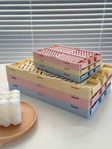 1 pieza Cesta de almacenamiento plegable, Organizador de escritorio, Soporte para artículos de papelería de estudiante, Organizador de cosméticos, Cesta pequeña apilable - Multicolor - Ver 3