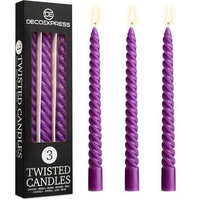 Deco Express Dinner Candles 3 Pack Twisted Non Drip Spiral 6 Hours Scented Décor Home Decoration Xmas Holidays Celebration New Year Festive