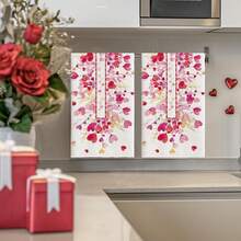 1pc/2pcs Microfiber Heart-Shaped Grass Kitchen Towel, 45*66cm Seasonal Kitchen Decor Dish Cloth, Valentine's Day Dishcloth, Valentine's Day Home Decor, Valentine's Day Housewarming Gift - Multicolor - View 2