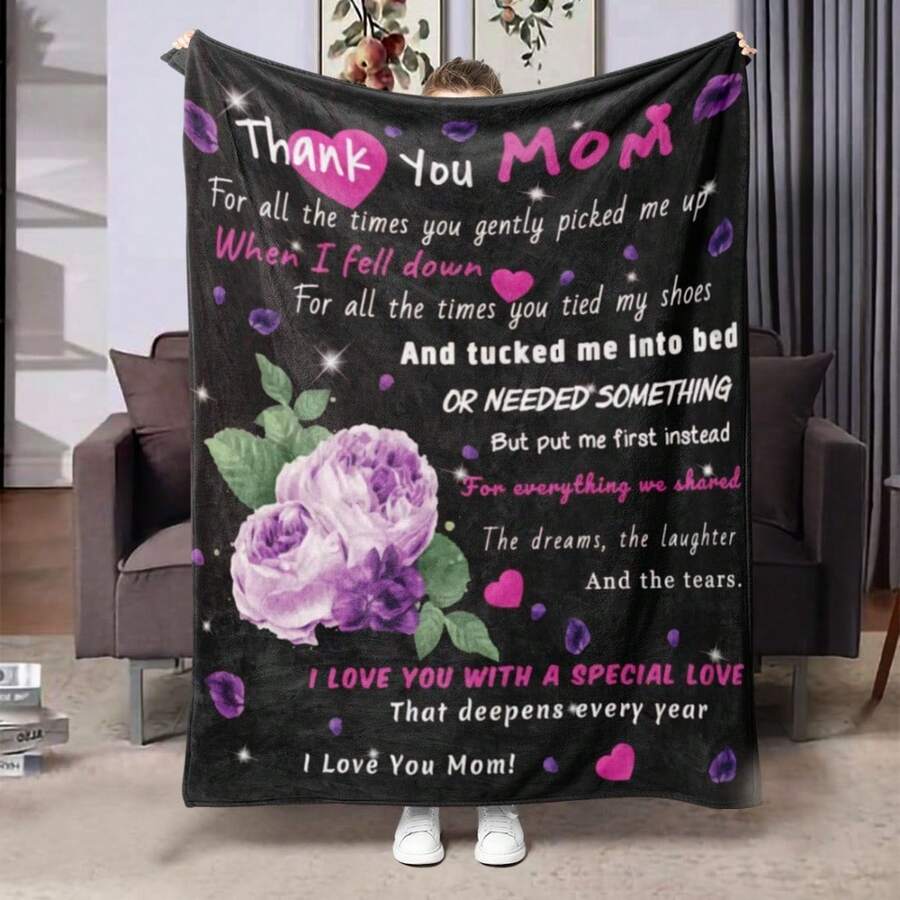 Give A Blanket As A Gift To The Most Beautiful And Charming Mother,Super Soft Flannel Printed Blanket,As Birthday Gifts, Family, Wedding, Souvenir Blankets, Polyester Blankets Suitable For All Seasons, Washable, Machine Washable, Lightweight, Breathable, Comfortable, Warm, Unique, 280gsm For Him, Her Personalized Ideal Gifts For Her, Family, Perfect Nap, Camping, Travel, Home, Daily Life, Office Decoration, Birthday, Anniversary, Valentine's Day, Thanksgiving, Christmas, Halloween, Mother's Day, Wedding, New Year Gifts ,Sofa,Bed,Car,Bedroom,Living Room,Office, Outdoor Camping, Beach,Wall Decoration - 多色17 - 查看 1