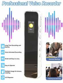 带播放功能的数字录音机，具有降噪和高清 1536 Kbps 音质的录音机，便携式录音设备，适用于讲座会议，可充电 230mAh 锂电池，小型录音机，可在课堂上长时间录音，支持 MP3 音乐播放