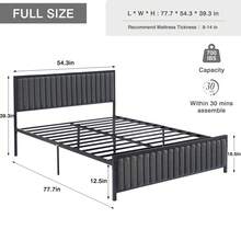 VECELO Single Bed Frame With Upholstered Linen Headboard And Footboard, Heavy-Duty Platform With Strong Metal Slats, No Box Spring Needed, Easy Assembly - Grey - View 9
