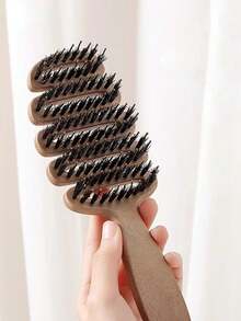 Cepillo de pelo de cerdas de jabalí con 100 agujeros en forma de piña, cepillo de piña de cerdas de jabalí esponjoso, peine de masaje para el cuero cabelludo - Multicolor - Ver 8