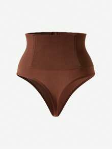 High Waist Shaping For Women Tummy Control Panty With Buckle Closure Shaper Slimming Waist Cincher Briefs - Coffee Brown - View 5
