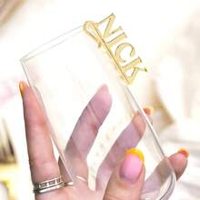 10/30/50pcs Customized Acrylic Name Drink Labels, Personalized Wine Charms, Glass Drink Ornaments, Acrylic Name Place Cards - Multicolor - View 3