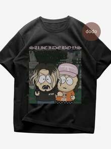 Suicideboy T-Shirt - Rap Music Shirt - Casual Cotton Short Sleeve Round Neck T-Shirt With Cartoon Print Regular Fit For Women - 黑色 - 查看 1
