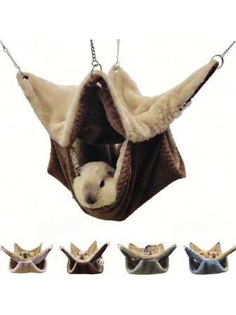 Ein weiches Korallen-Samt Haustier-Nest, geeignet für kleine Haustiere, zweifarbig, bissbeständig, Ketten-Design, doppellagiger warmer Haustier-Schlafsack, sehr geeignet für kleine Haustiere wie Hamster, Mini-Kaninchen, Opossum und Eichhörnchen, mit abnehmbarem Aufhänge-Design und einfacher Reinigung. Es gibt viele Farben und Größen zur Auswahl.