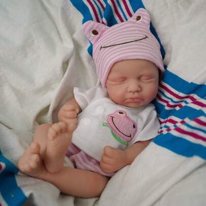 12 Inch Full Body Soft Solid Silicone Reborn Baby Doll, Washable For Bath And Shower, Realistic Newborn Baby Girl Doll, Suitable As Gift For Christmas, Halloween, Easter