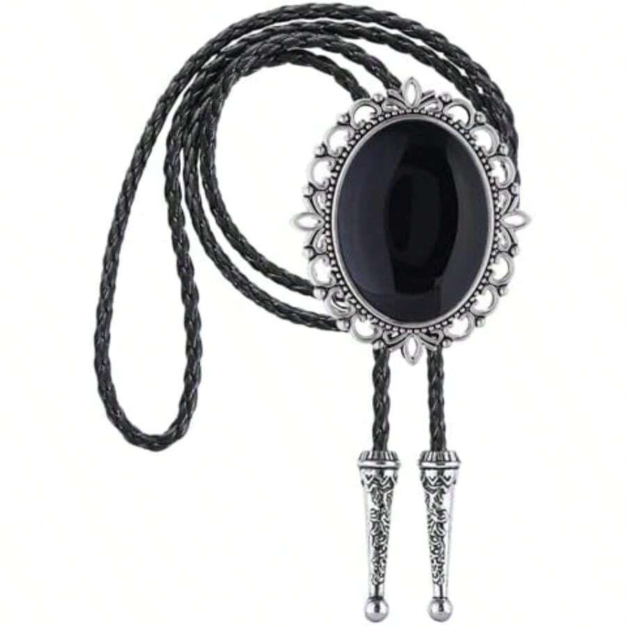 GelConnie Mens Bolo Ties Western Cowboy Tie Necklace Turquoise Wedding Bolo Neck Tie Scorpion Black Silver Bolo Tie For Women(Black Bolo Tie Women) - Nhiều màu - Xem 1