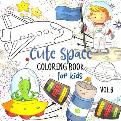 Lindo libro para colorear espacial para nios: pginas fantsticas para nios y nias para colorear planetas, astronautas, cohetes, extranjeros para diversin, aprendizaje y alivio del estrs