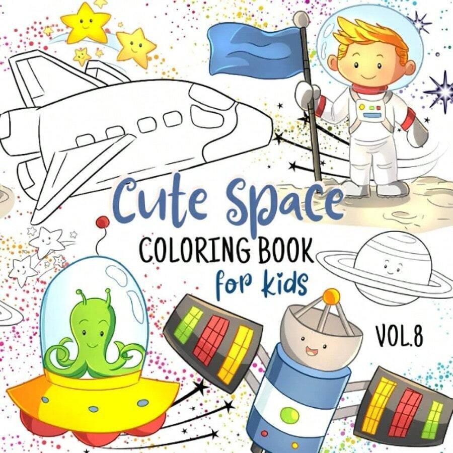 Lindo libro para colorear espacial para nios: pginas fantsticas para nios y nias para colorear planetas, astronautas, cohetes, extranjeros para diversin, aprendizaje y alivio del estrs - inicial - Ver 1