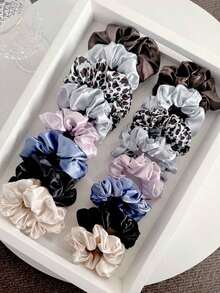 16pcs Solid Color Elastic Hair Scrunchies, Soft Satin Hair Ties, Versatile Casual Hair Accessories For Women Scrunchy Hair Ties - Multicolor 6 - 查看 5