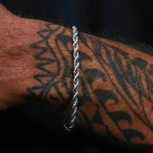 1 Piece Men's Bracelet, Washable 4mm Stainless Steel Silver, Simple Twisted Rope Design-Hop Party Accessory, Versatile Jewelry - 19 cm / 7.48 Inches - View 6