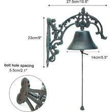WSXC Large And Loud Farmhouse Dinner Bell Outside Wall Mounted Electroless Doorbell Front Door Shop Entrance Porch Antique Decorative Hanging Bell Indoor Outdoor Pretty Wall Ornamental Hand Bell - ShapeDArabesque - View 6