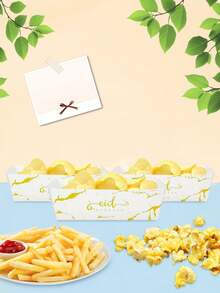 10pcs/20pcs/40pcs White And Golden Eid Mubarak Food Trays Party Supplies Eid Party Decorations Paper Food Boats For Muslim Ramadan Party Eid Food Tray For Chips Fresh Fries Nachos Candy - Multicolor - View 6