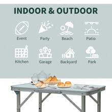 Foldable Picnic Table | Silver Patio Dining Table | Portable Camping Table | Garden Furniture - Default - View 7