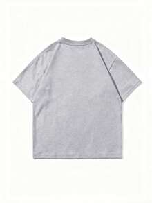 Zrgoth Men's Casual Versatile Simple Letter B Chest Graphic Print Short Sleeve T-Shirt - Grey - View 5