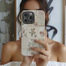 Pattern Patchwork Phone Case Flower Collage Girly Gift Art Cover For Phone Model 16, 15, 14, 13, 12, 11, 12, 13, 14, 15, 16 Pro Max 2-IN-1 Design, Anti-Slip And Anti-Fall Double Impact Resistance - Mẫu 1 (1 cái) - Xem 2