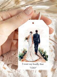 20pcs Elegant Wedding Favor Tags, 2.7*1.6 Inch With Artificial Linen Rope, Wedding Paper Tags, Tags With String Invitations, Engagement And Wedding Gift Decoration, Gift Box Decor Cards And Celebration