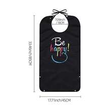 1pc Premium Adult Bib, Reusable Clothing Protector For Elderly Eating, Black With English Text Print, 33 Inches X 17 Inches - Multicolor - View 9